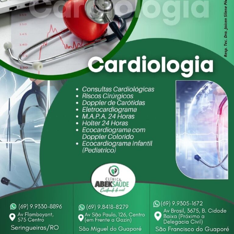 Consultas, Risco Cirúrgico, Exames Cardiológicos diversos.