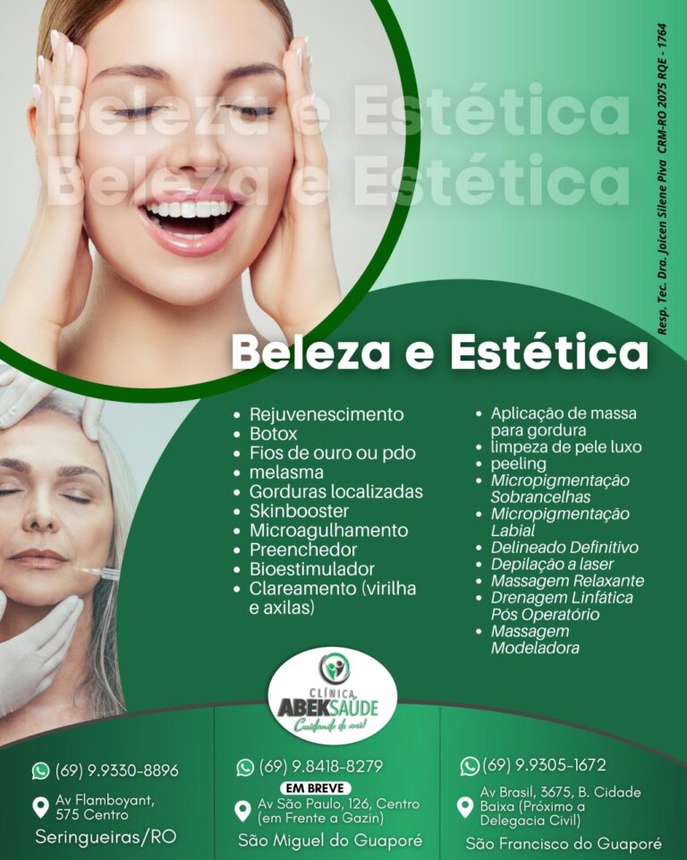 Diversos procedimentos estéticos: Harmonização Facial, PEIM, Botox, Bioestimulador de Colágeno, Micropgmentação de Sobrancelhas e Labial, Remoção de Tatuagem, Depilação a Laser, e muito mais.